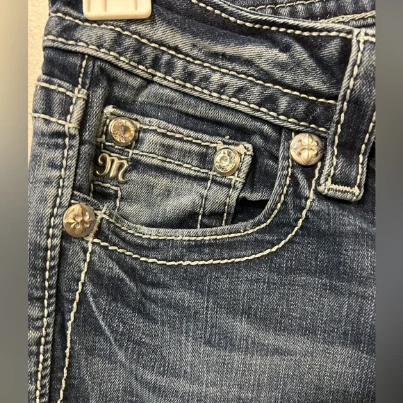 Miss Me Dark Blue Bootcut Jeans Size 27 Y2K style - Picture 5 of 7